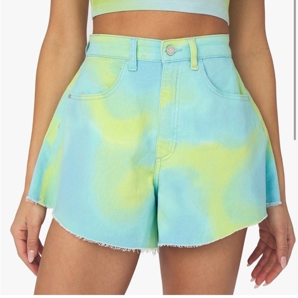 NWT Revolve WeWoreWhat Flare Bell Shorts in Tie Dye - Picture 2 of 8